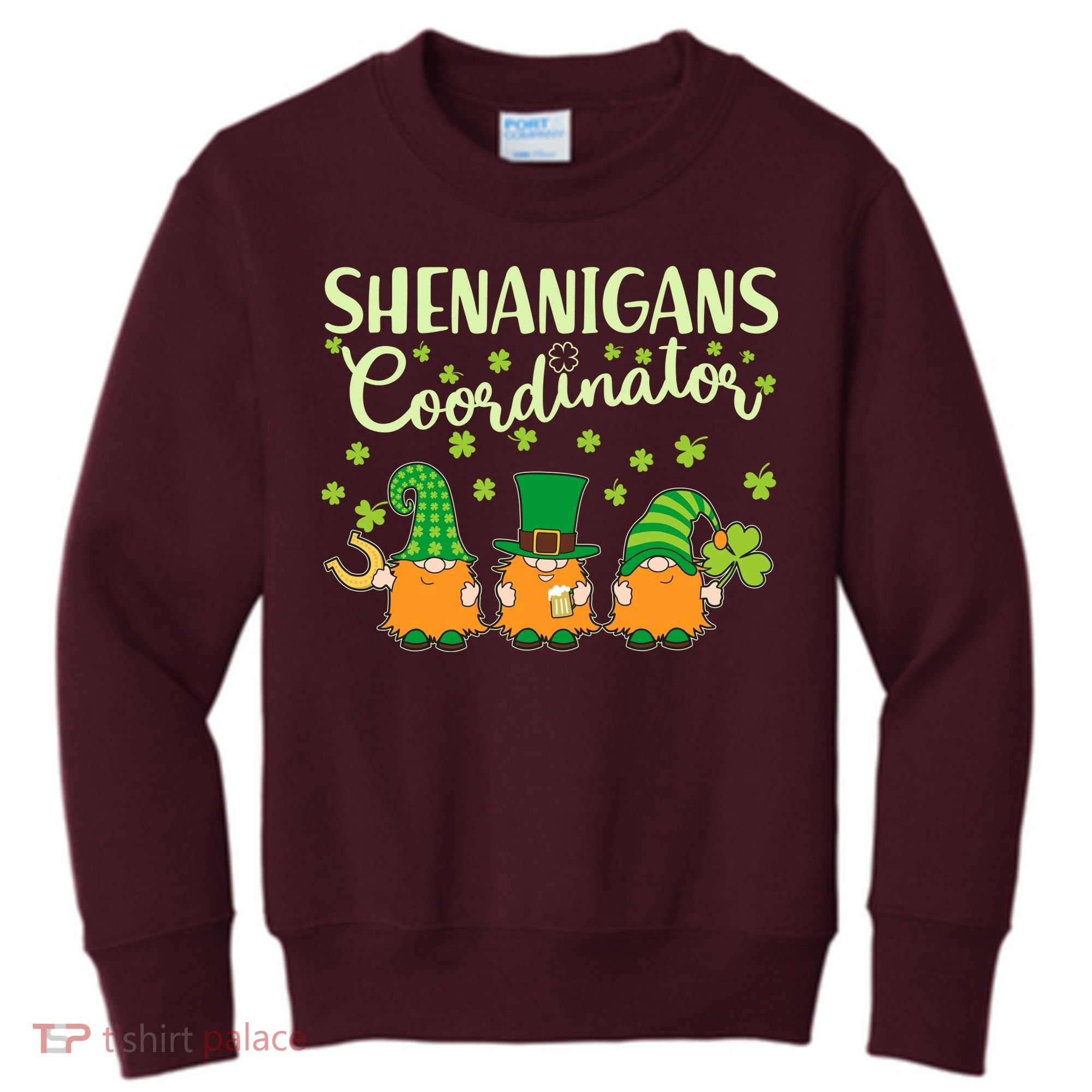 Funny St Patricks Day Shenanigans Coordinator Gnomes Kids Sweatshirt