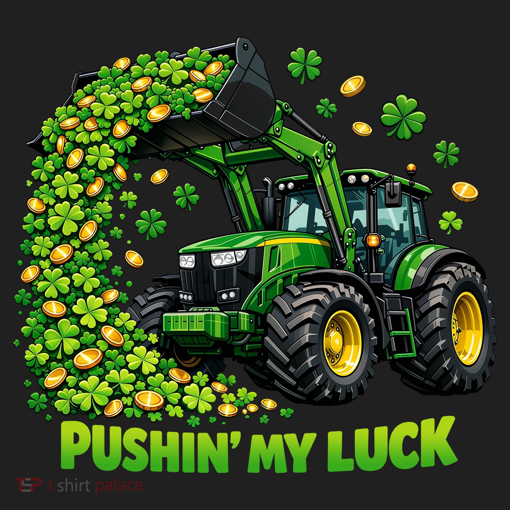 Funny St Patrick's Day Pushing My Luck Tractor Women's Sweatshirt