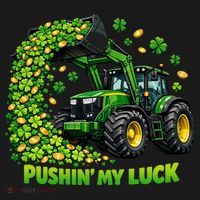 Funny St Patrick's Day Pushing My Luck Tractor Doggie Tank thumb 4