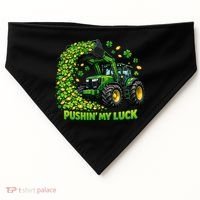 Funny St Patrick's Day Pushing My Luck Tractor USA-Made Doggie Bandana thumb 0