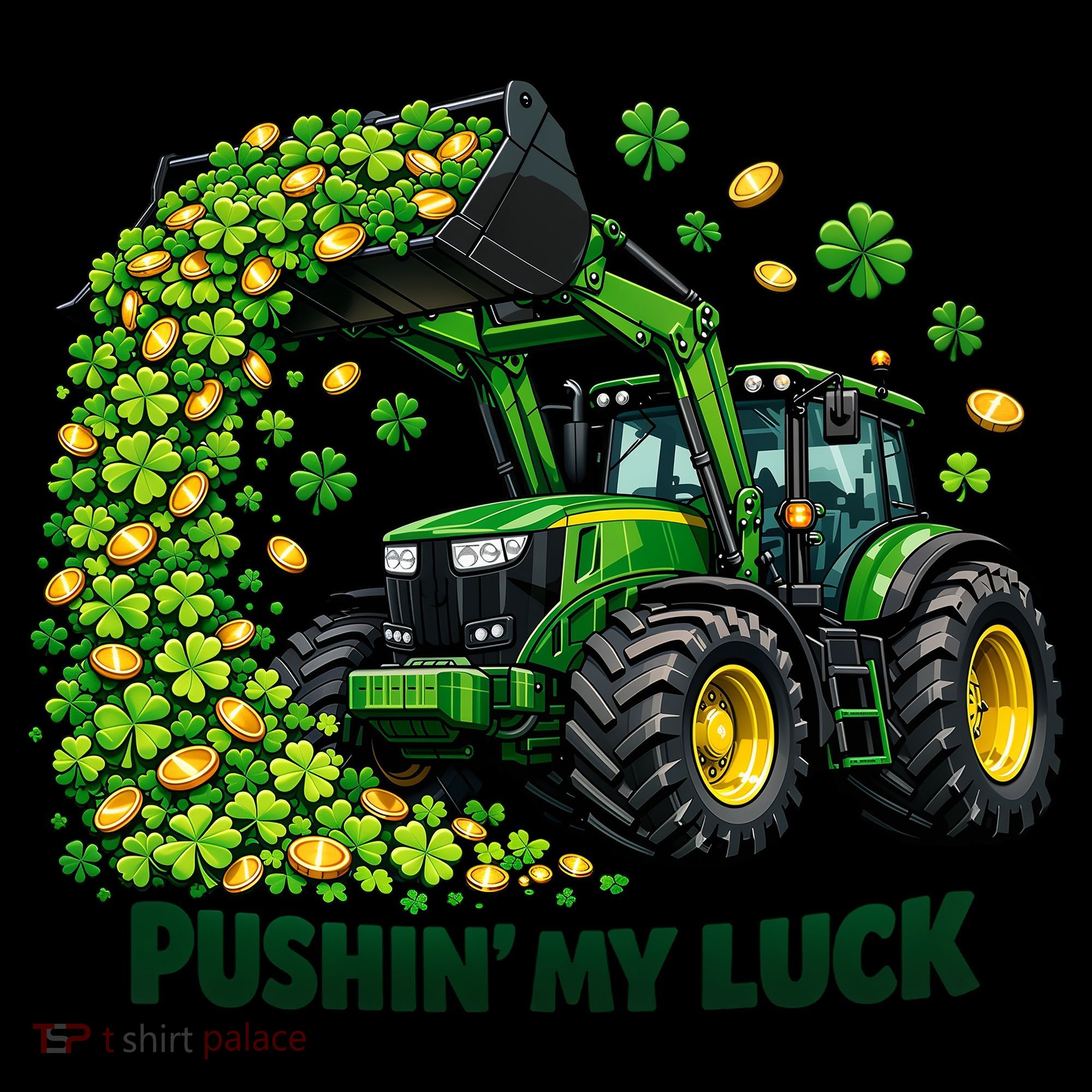 Funny St Patrick's Day Pushing My Luck Tractor Coffee Mug