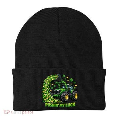 Funny St Patrick's Day Pushing My Luck Tractor Beanie