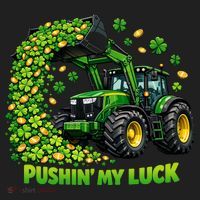 Funny St Patrick's Day Pushing My Luck Tractor Beanie thumb 2
