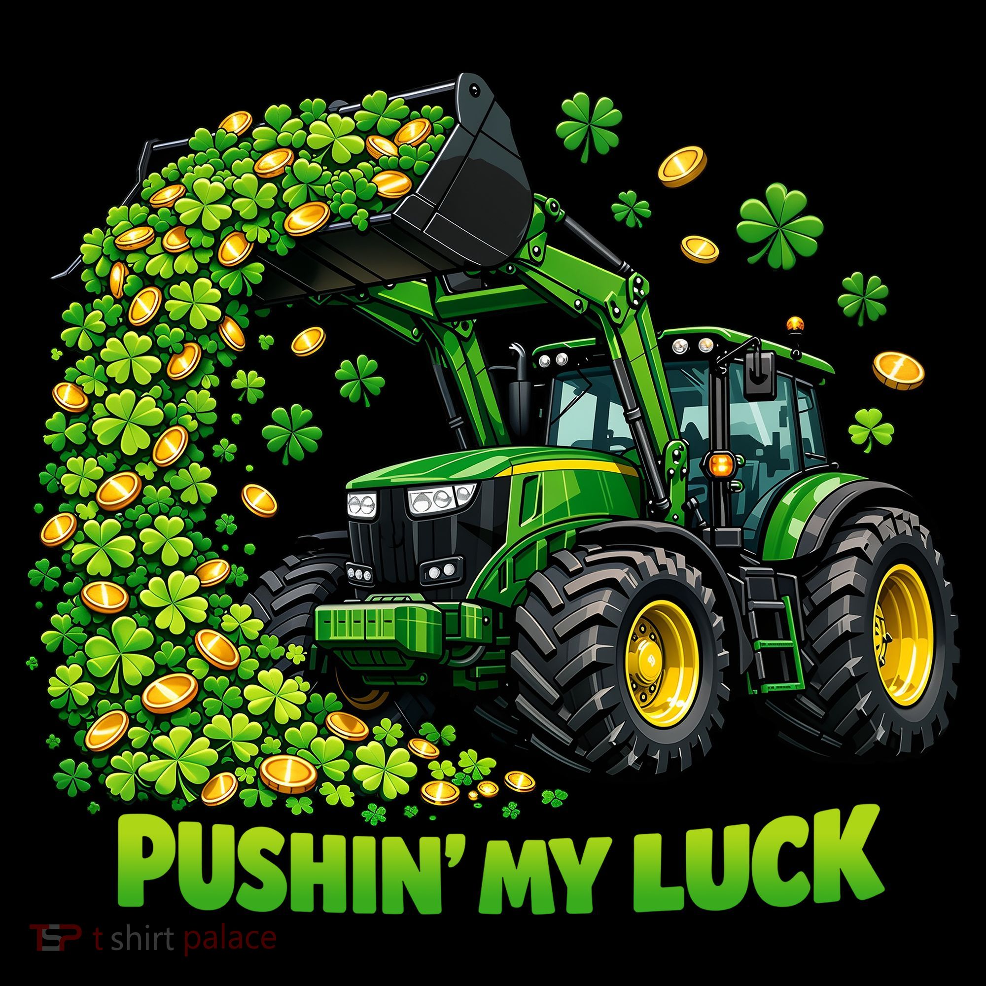 Funny St Patrick's Day Pushing My Luck Tractor Women's Hoodie