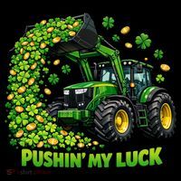 Funny St Patrick's Day Pushing My Luck Tractor Ornament thumb 1