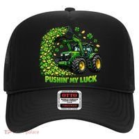 Funny St Patrick's Day Pushing My Luck Tractor Hat thumb 0