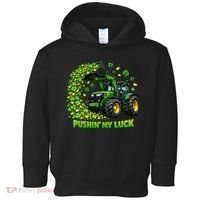 Funny St Patrick's Day Pushing My Luck Tractor Toddler Hoodie thumb 0