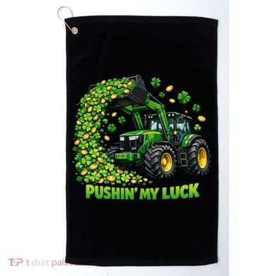 Funny St Patrick's Day Pushing My Luck Tractor Golf Towel