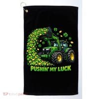 Funny St Patrick's Day Pushing My Luck Tractor Golf Towel thumb 0