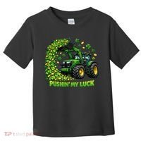 Funny St Patrick's Day Pushing My Luck Tractor Toddler T-Shirt thumb 0
