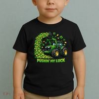 Funny St Patrick's Day Pushing My Luck Tractor Toddler T-Shirt thumb 2