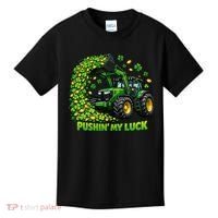 Funny St Patrick's Day Pushing My Luck Tractor Kids T-Shirt thumb 0