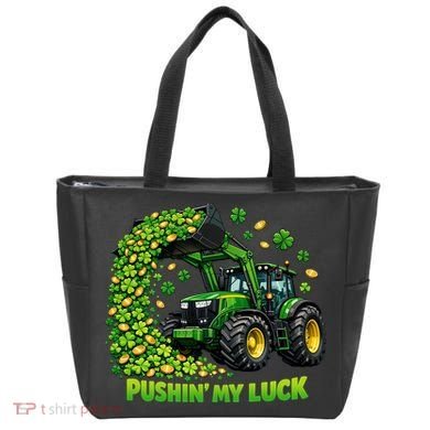 Funny St Patrick's Day Pushing My Luck Tractor Tote Bag