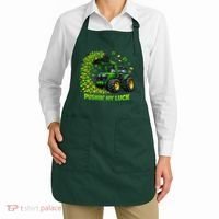 Funny St Patrick's Day Pushing My Luck Tractor Apron thumb 2