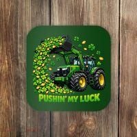Funny St Patrick's Day Pushing My Luck Tractor Coaster thumb 0