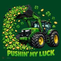 Funny St Patrick's Day Pushing My Luck Tractor Coaster thumb 2