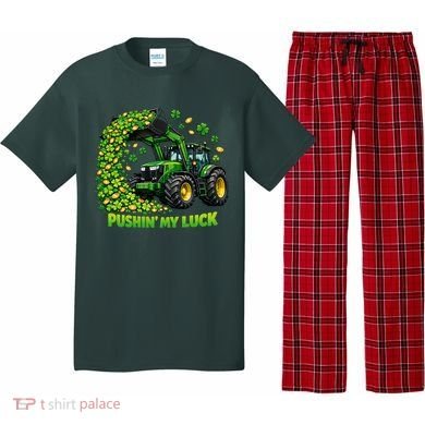 Funny St Patrick's Day Pushing My Luck Tractor Pajama Set