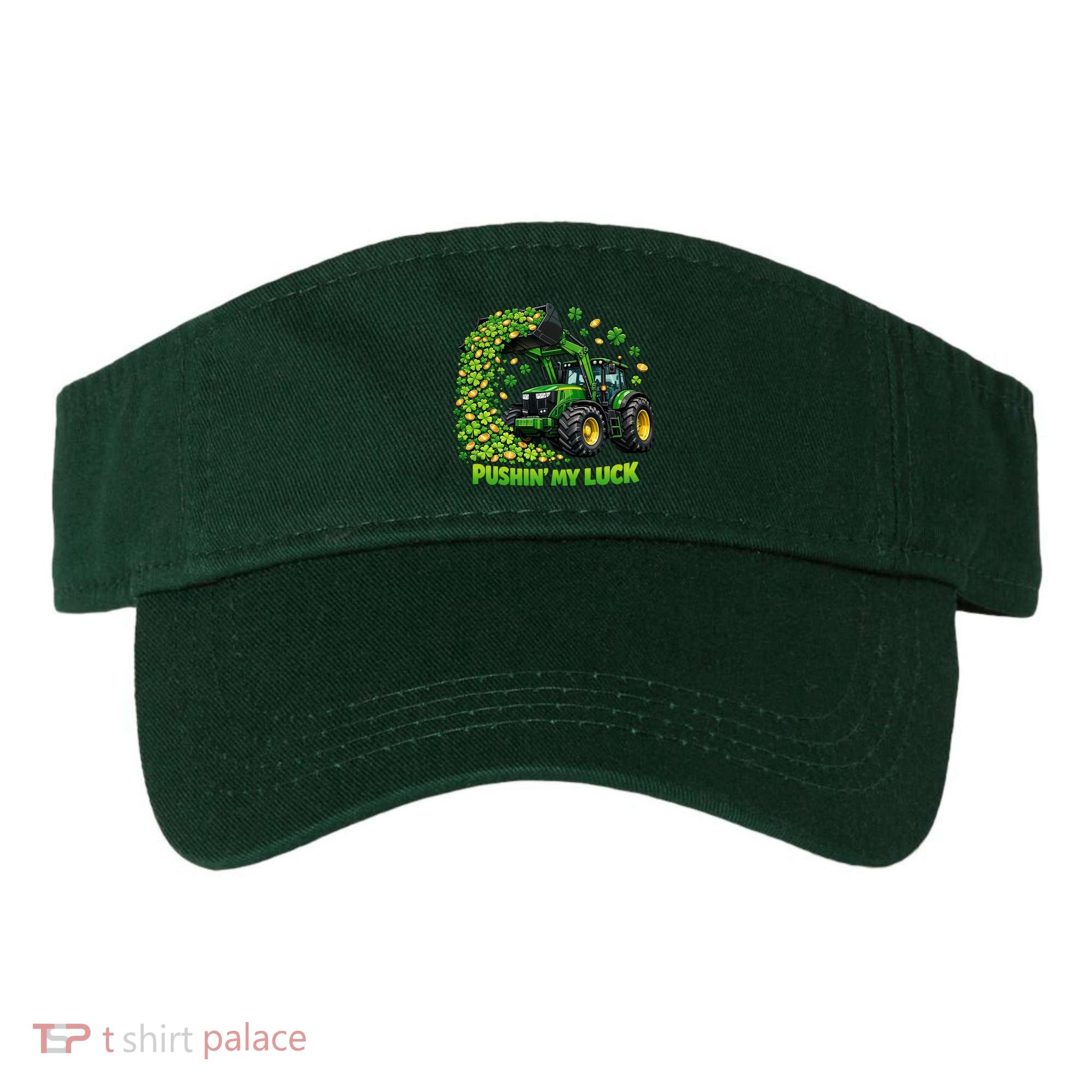 Funny St Patrick's Day Pushing My Luck Tractor Visor