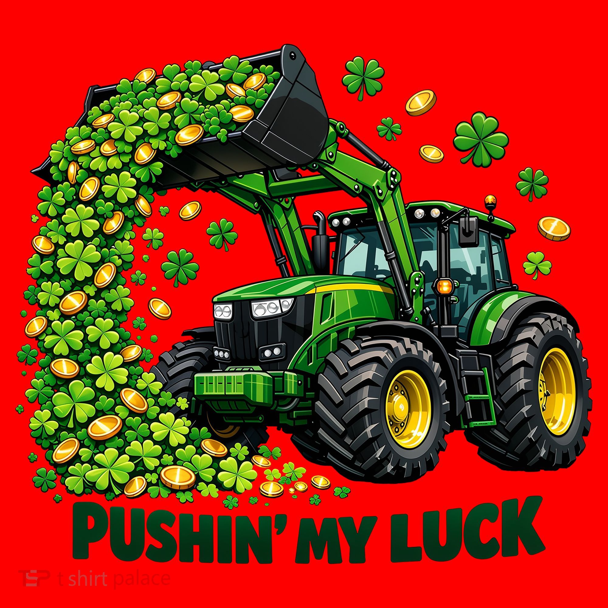 Funny St Patrick's Day Pushing My Luck Tractor Santa Hat