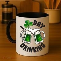 Funny St Patricks Day I Love Day Drinking Green Beer Coffee Mug thumb 4