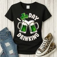 Funny St Patricks Day I Love Day Drinking Green Beer Women's T-Shirt thumb 3
