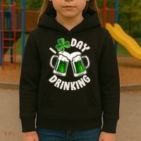 Funny St Patricks Day I Love Day Drinking Green Beer Kids Hoodie thumb 3