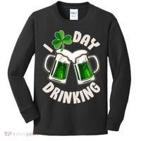 Funny St Patricks Day I Love Day Drinking Green Beer Kids Long Sleeve Shirt thumb 0