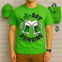 Funny St Patricks Day I Love Day Drinking Green Beer T-Shirt thumb 6