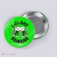 Funny St Patricks Day I Love Day Drinking Green Beer Button thumb 0