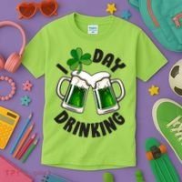 Funny St Patricks Day I Love Day Drinking Green Beer Kids T-Shirt thumb 3