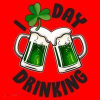 Funny St Patricks Day I Love Day Drinking Green Beer Santa Hat thumb 1