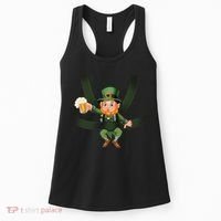 Funny St Patricks Day Leprechaun Beer In Baby Chest Carrier Women's Tank Top thumb 0