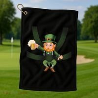 Funny St Patricks Day Leprechaun Beer In Baby Chest Carrier Golf Towel thumb 1
