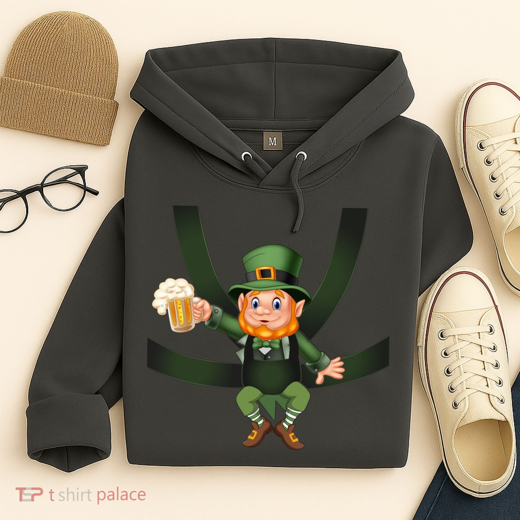 Funny St Patricks Day Leprechaun Beer In Baby Chest Carrier Hoodie