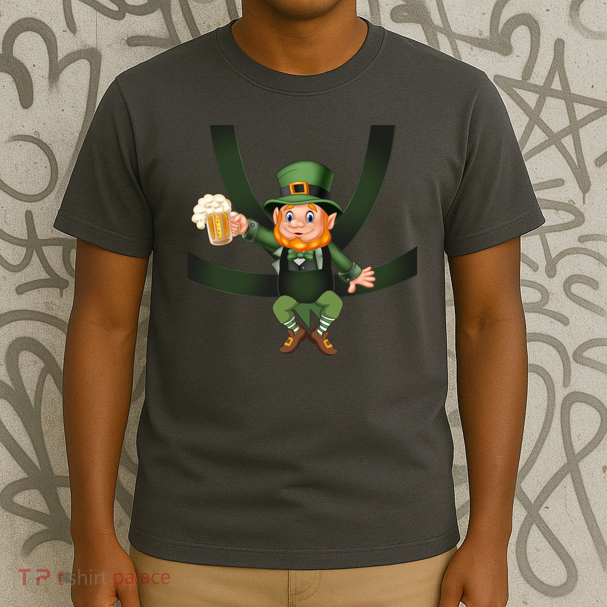 Funny St Patricks Day Leprechaun Beer In Baby Chest Carrier T-Shirt