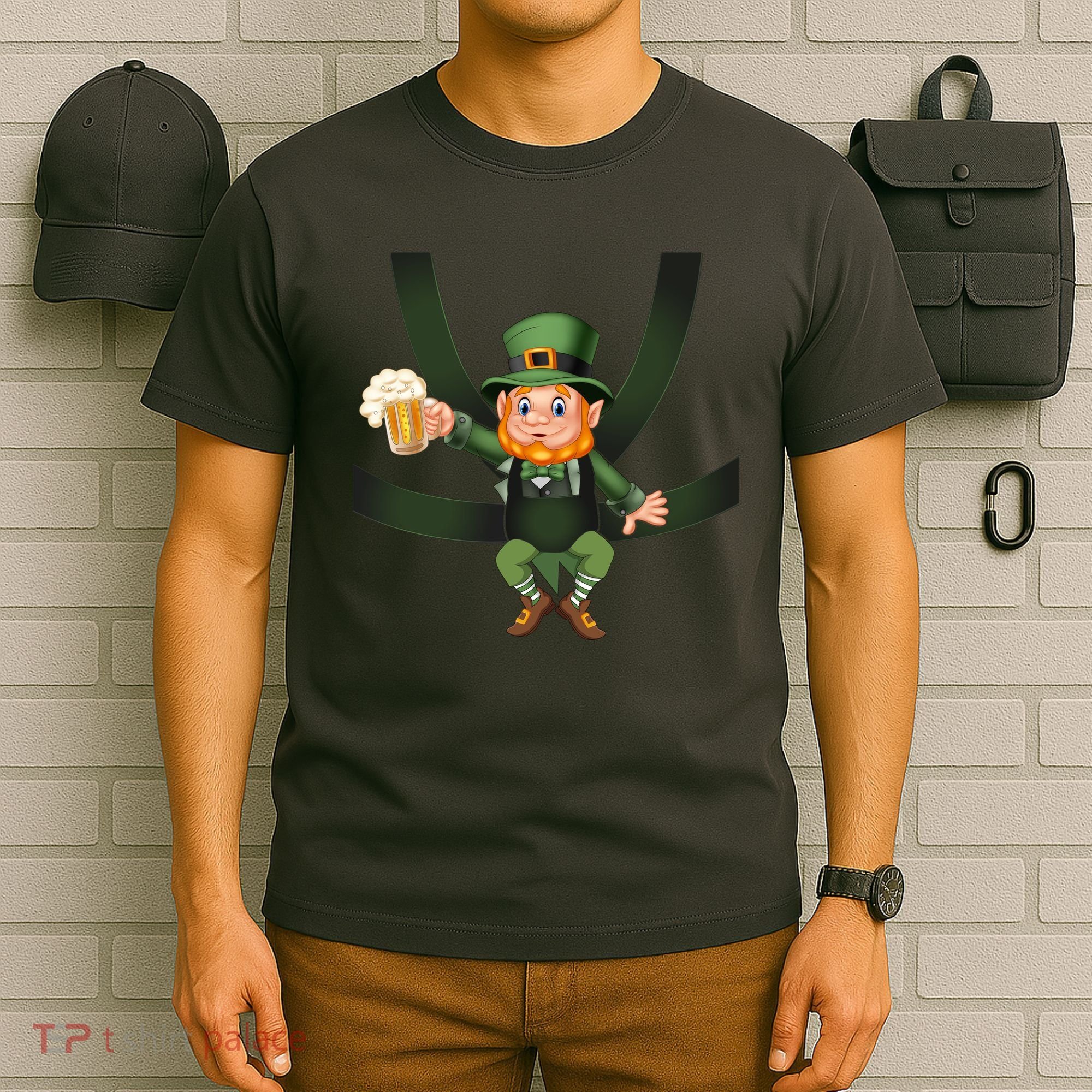 Funny St Patricks Day Leprechaun Beer In Baby Chest Carrier T-Shirt