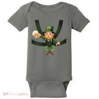 Funny St Patricks Day Leprechaun Beer In Baby Chest Carrier Baby Bodysuit thumb 0