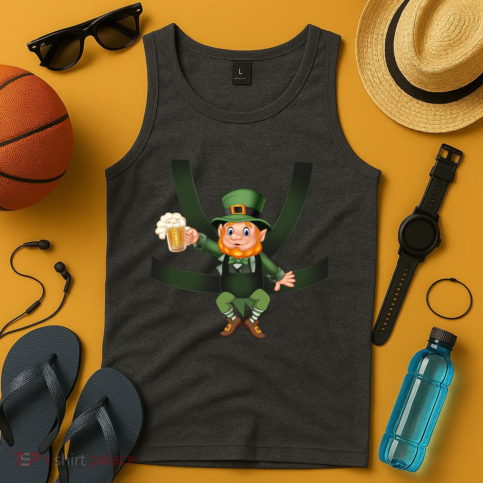 Funny St Patricks Day Leprechaun Beer In Baby Chest Carrier Tank Top