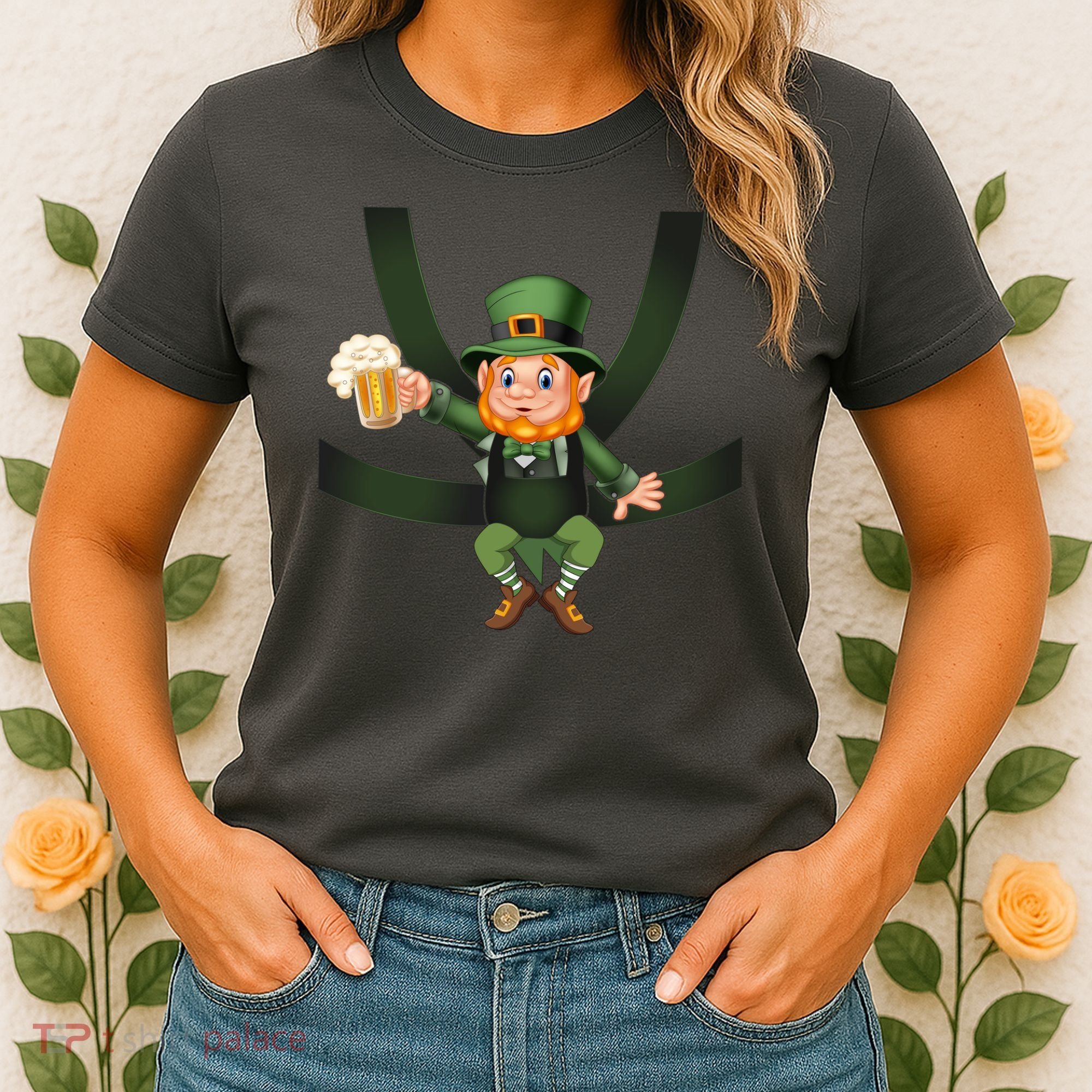 Funny St Patricks Day Leprechaun Beer In Baby Chest Carrier Women's T-Shirt