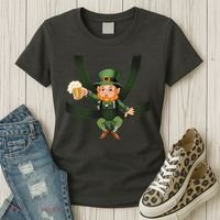 Funny St Patricks Day Leprechaun Beer In Baby Chest Carrier Women's T-Shirt thumb 3