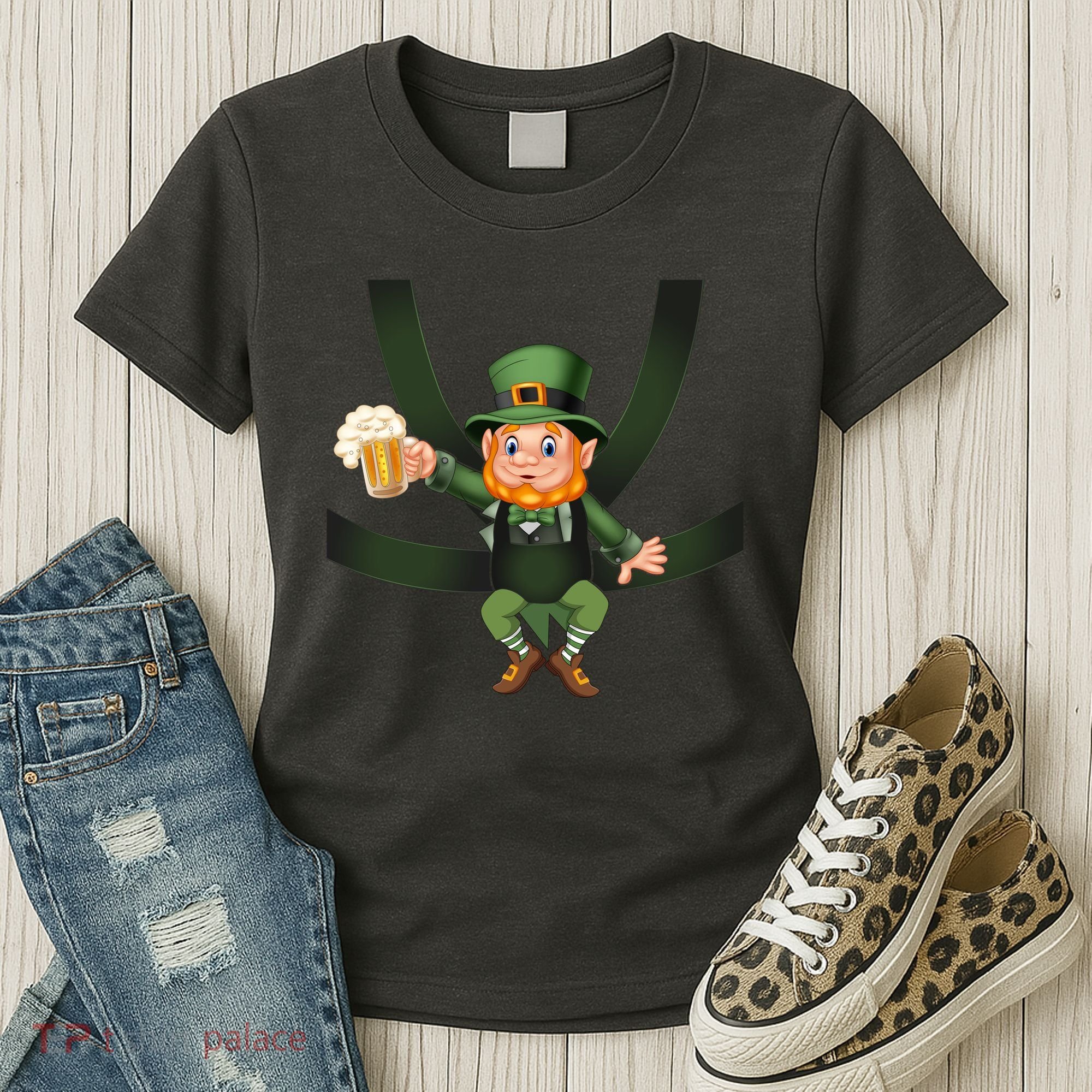 Funny St Patricks Day Leprechaun Beer In Baby Chest Carrier Women's T-Shirt