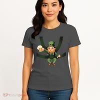 Funny St Patricks Day Leprechaun Beer In Baby Chest Carrier Women's T-Shirt thumb 4
