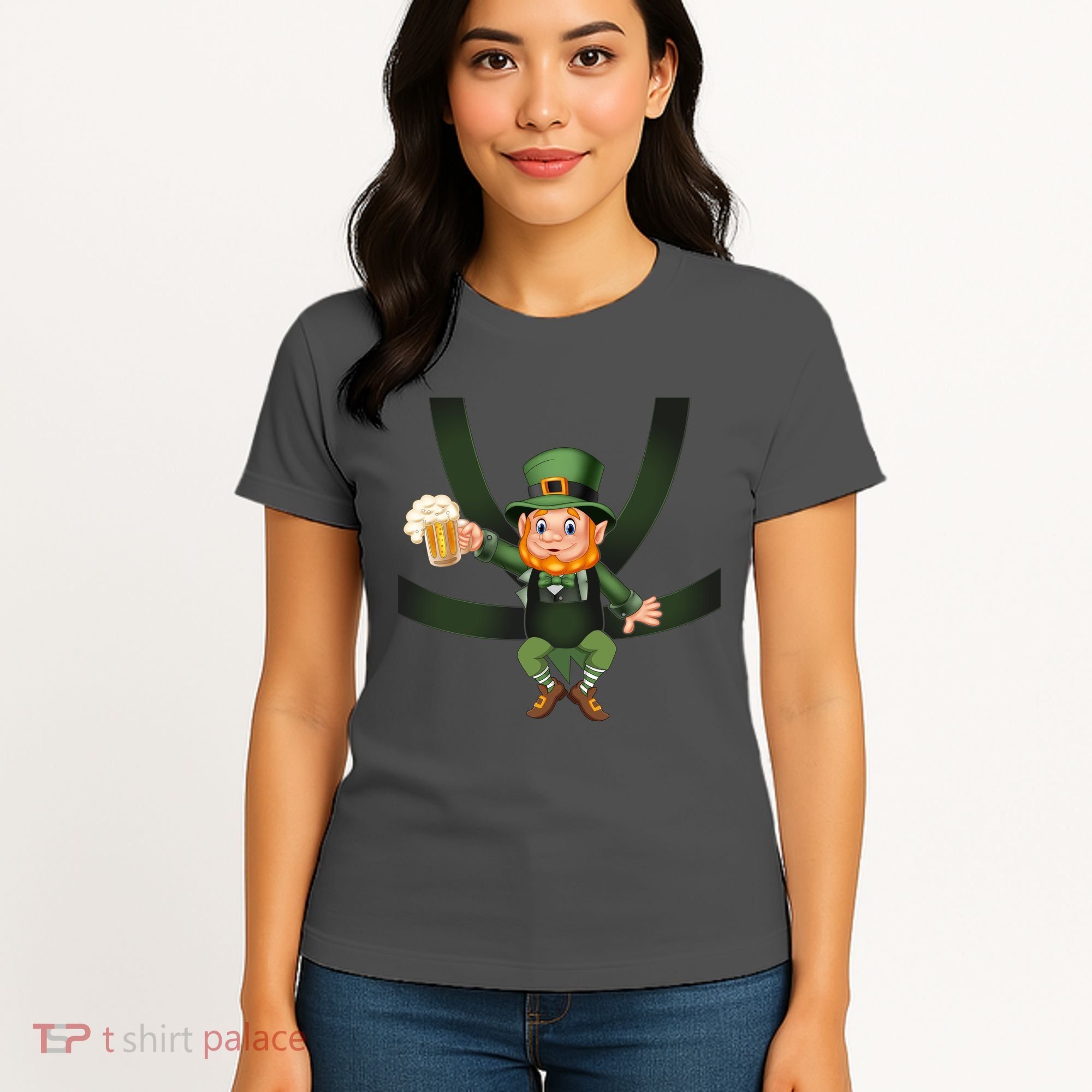 Funny St Patricks Day Leprechaun Beer In Baby Chest Carrier Women's T-Shirt