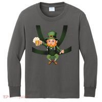 Funny St Patricks Day Leprechaun Beer In Baby Chest Carrier Kids Long Sleeve Shirt thumb 0