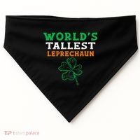 Funny Saint Patrick's Day Worlds Tallest Leprechaun Funny USA-Made Doggie Bandana thumb 0