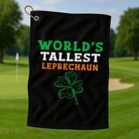 Funny Saint Patrick's Day Worlds Tallest Leprechaun Funny Golf Towel thumb 1