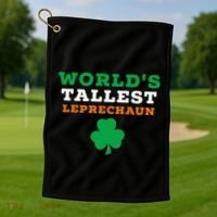 Funny Saint Patrick's Day Worlds Tallest Leprechaun Golf Towel thumb 1