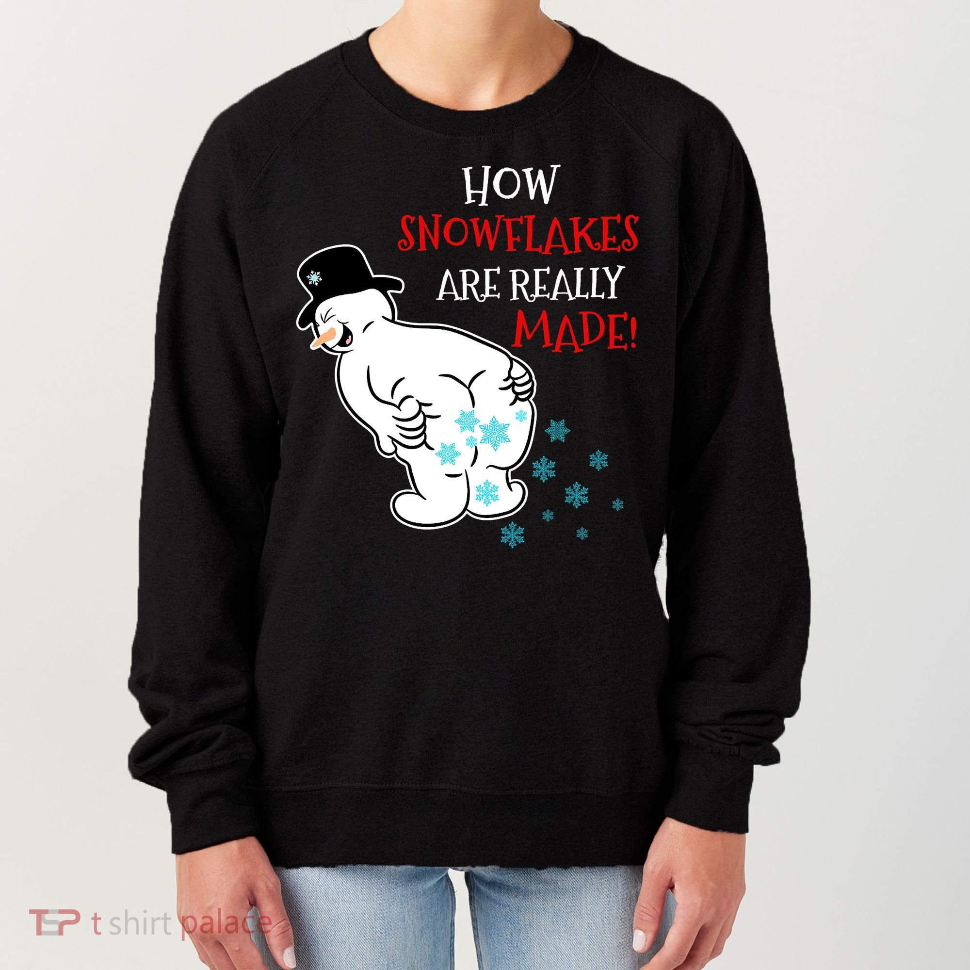 Funny Snowman Poop How Snowflake Are Really Made Christmas Women's Sweatshirt
