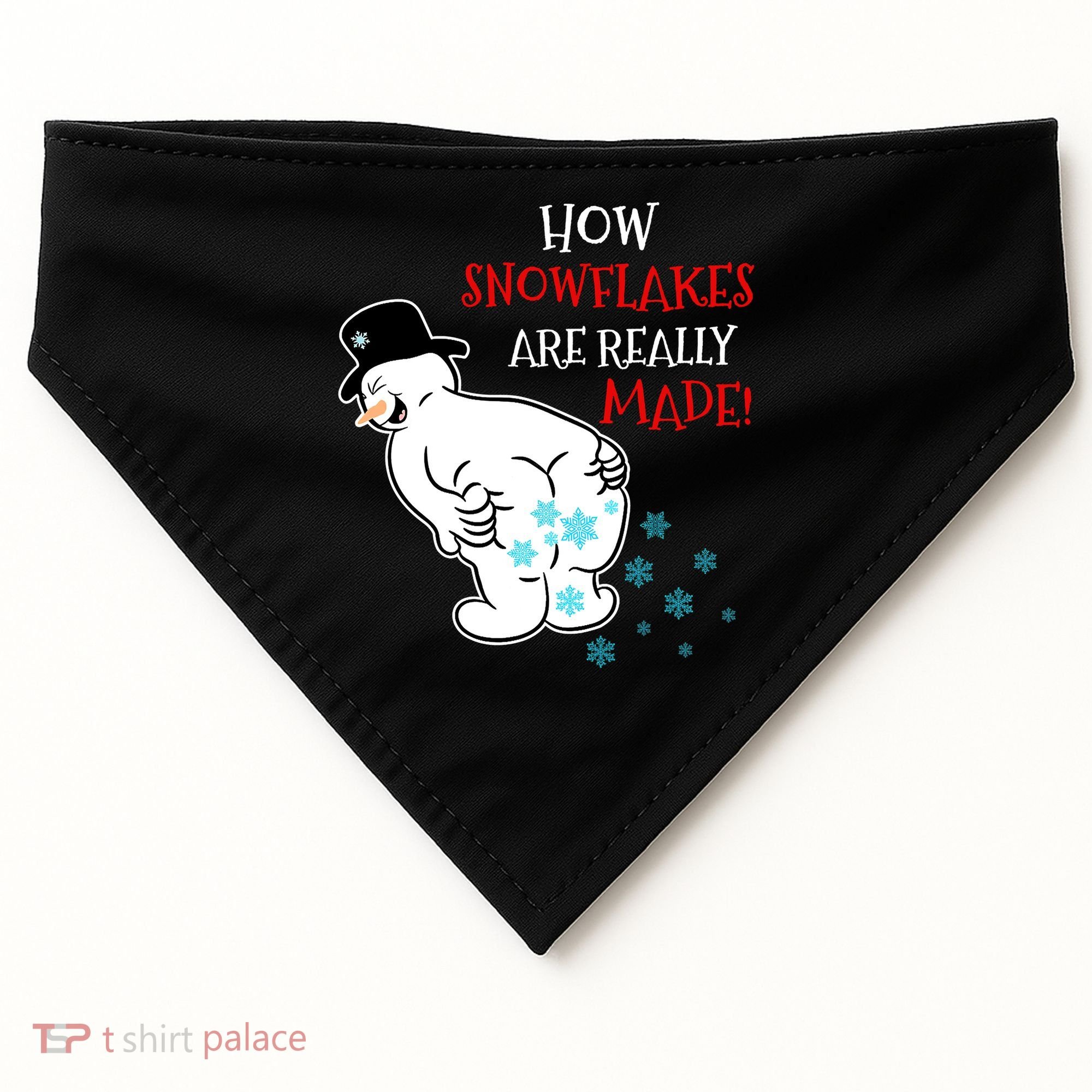Funny Snowman Poop How Snowflake Are Really Made Christmas USA-Made Doggie Bandana