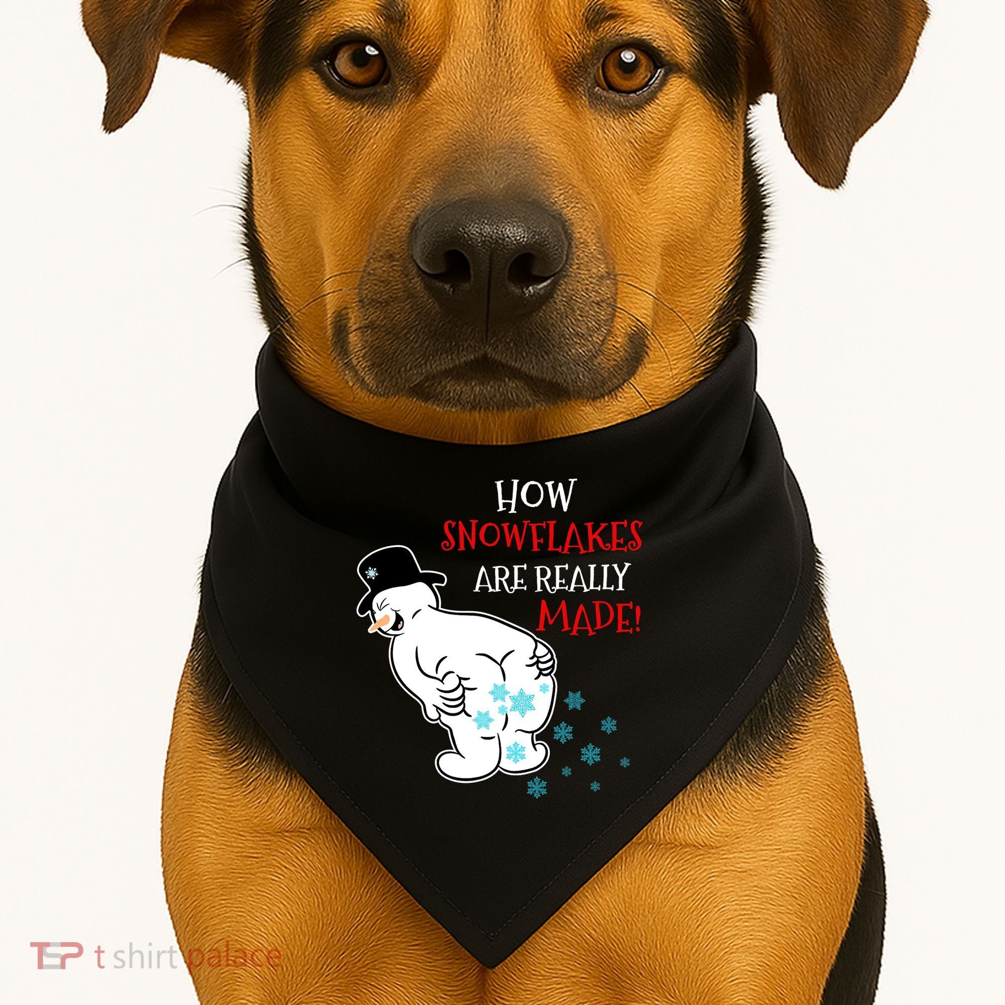 Funny Snowman Poop How Snowflake Are Really Made Christmas USA-Made Doggie Bandana